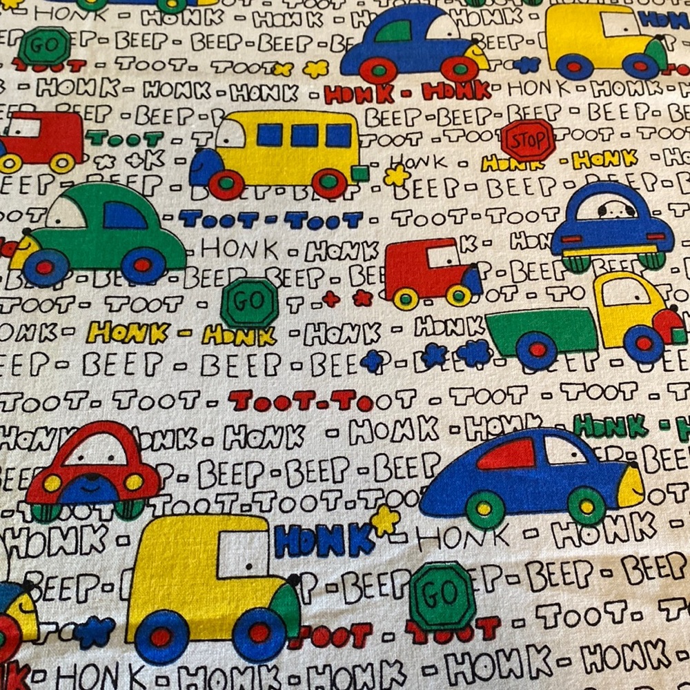 Vintage Cotton Fabric w/Car, Truck, Bus Design, 1.75 yards, 44 inches width - Picture 2 of 2